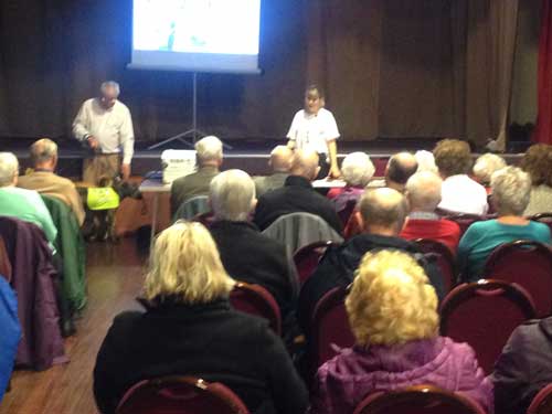 Me doing a fundraising presentation talk at U3A for my local animal rescue