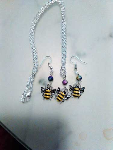 A Crafters Necklace And Earrings Set