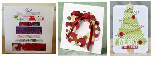Recycle Christmas cards, other cards & gift tags into attractive new cards, such as these