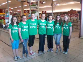 a team of caring, inspiring youngsters raised funds through a bag pack in their local supermarket for the Irish Society of Prevention of Cruelty to Animals (ISPCA)