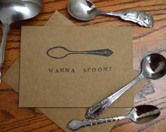 To fold your new greetings cards manually, you need a metal spoon, and a clean, flat surface against a wall