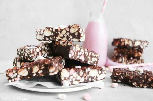 Treats like this vegan homemade Rocky Road cake are usually popular in online charity fundraising events, as are homemade pet treats