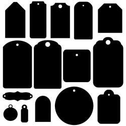 You can find silhouette pictures of gift tag shapes online that you can use to make templates. You can also use old gift tags, or draw round household objects