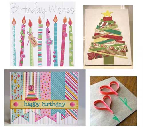 Use strips of old greetings cards to create new ones to raise funds to help animals